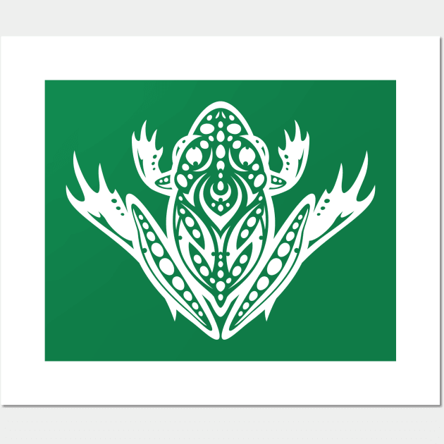 Tribal Leopard Frog - White Wall Art by fizzgig